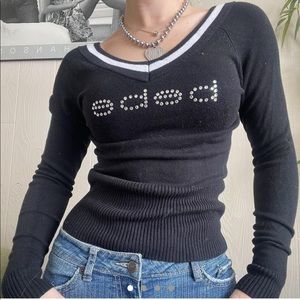 Bebe y2k V neck fitted sweater 🖤